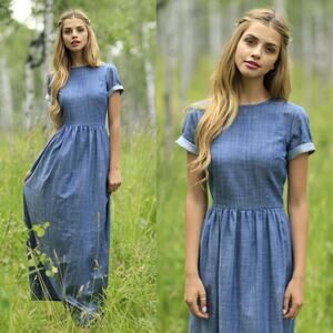 SHABBY APPLE Nordstrom NWT Retro Boho Vintage Denim Dress – Size 8